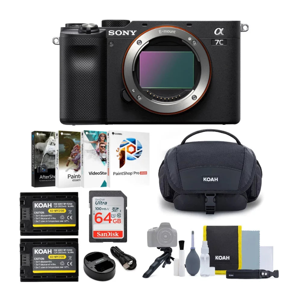 Bundle a7C Mirrorless (Black) Full-Frame Alpha Body Sony Camera Compact