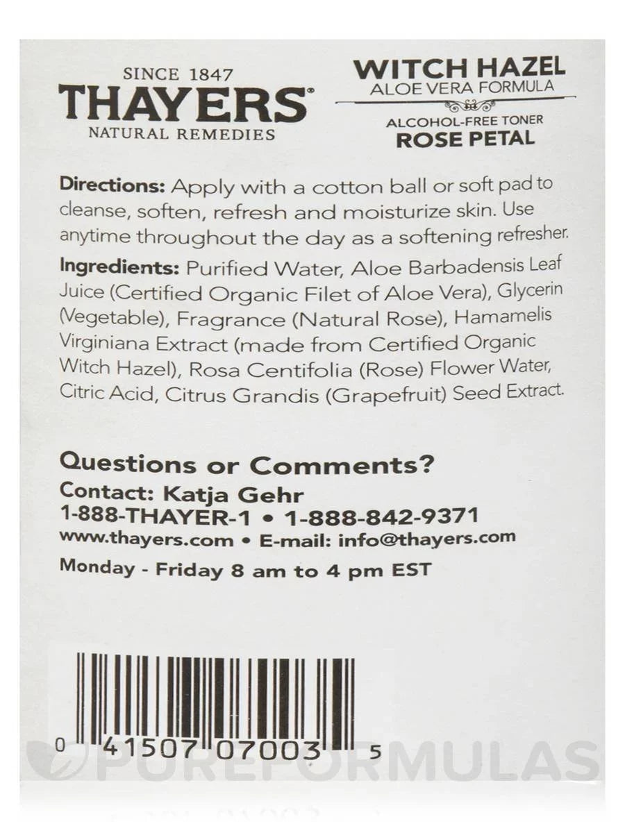 Aloe Thayers Witch fl Vera Rose Pack oz 3 12 Toner, Hazel - Petal,