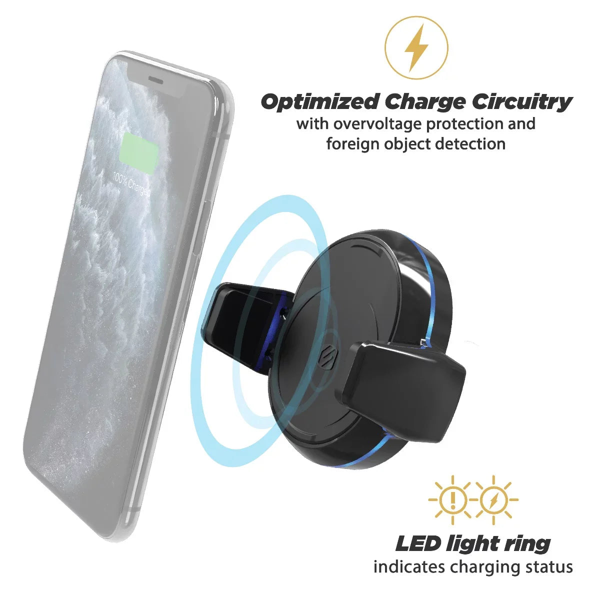 MGQVP-XTET Charge3 Black Wireless 10W Mount Vent Qi Scosche - MagicGrip