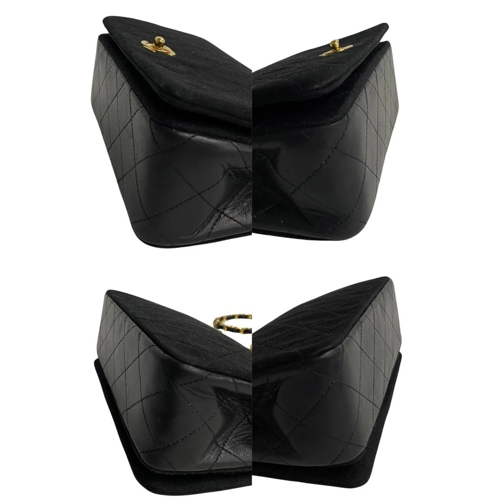Bag Lambskin Turnlock Flap Chain Shoulder Pre-Owned (Good) Black CHANEL Matelasse 73960 Full Cotton
