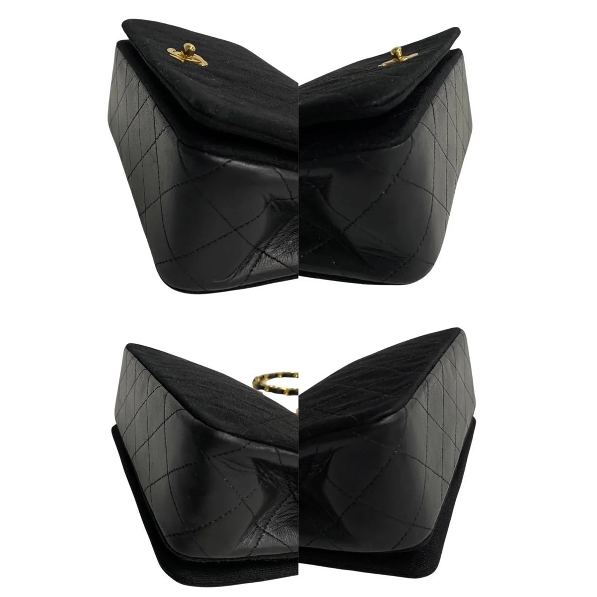 Bag Lambskin Turnlock Flap Chain Shoulder Pre-Owned (Good) Black CHANEL Matelasse 73960 Full Cotton