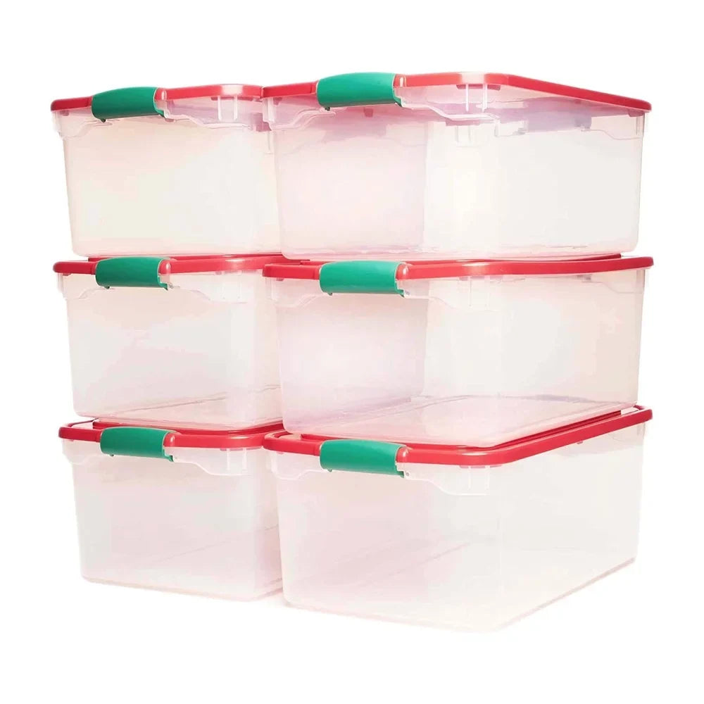 Quart Holiday Plastic Decor Pack with Latching 64 6 Lid, Storage Homz Bin