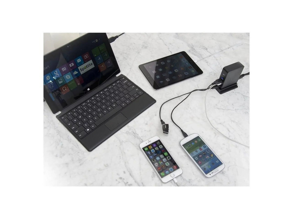 Ports + 3.0 Adapter 12V/4A [Black] Port SABRENT 2 Power (HB-U930) Charging USB 7 with HUB
