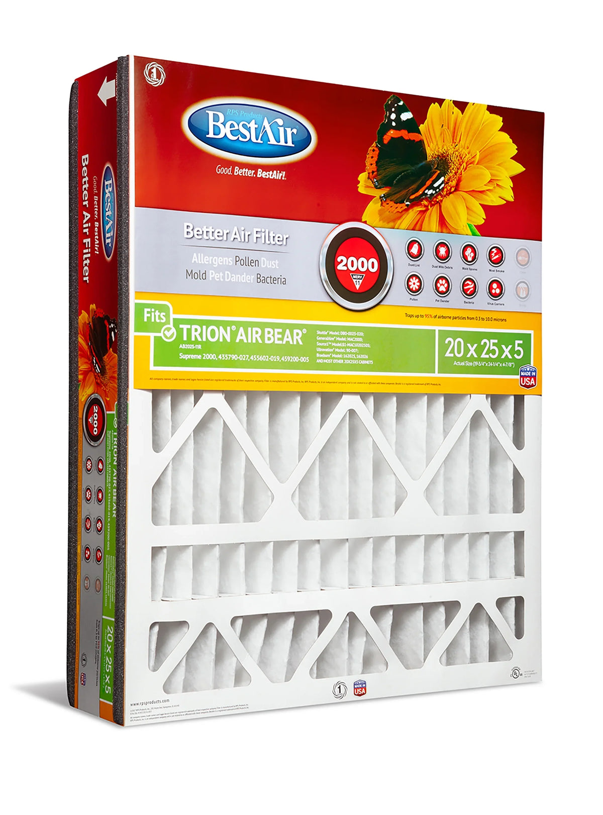 AB2025-11R 11 20x25x5 2000 Series BestAir Filter Trion/AirBear Furnace MERV