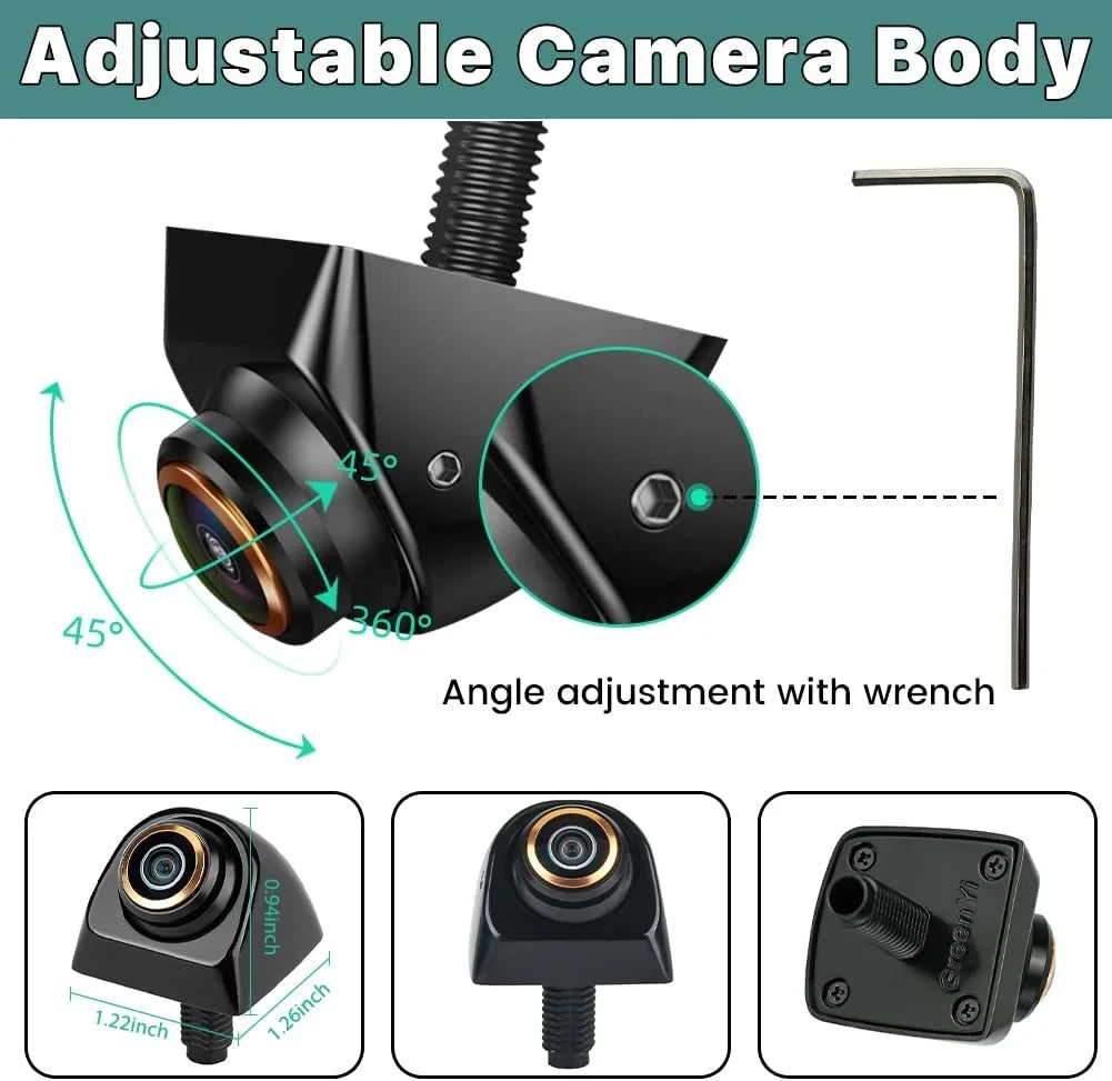 for SUV, Camera 720P Reverse View with AHD Trailer, Cam Car, Rear GreenYi Backup/Front/Side RV, Rim, HD Gold Camper,