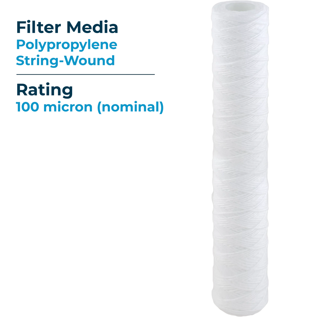 SpiroPure 20) Water of String-Wound SWC-25-20100 Filter Cartridge Micron SP-CW100-20 Polypropylene (Case Sediment 20x2.5 100