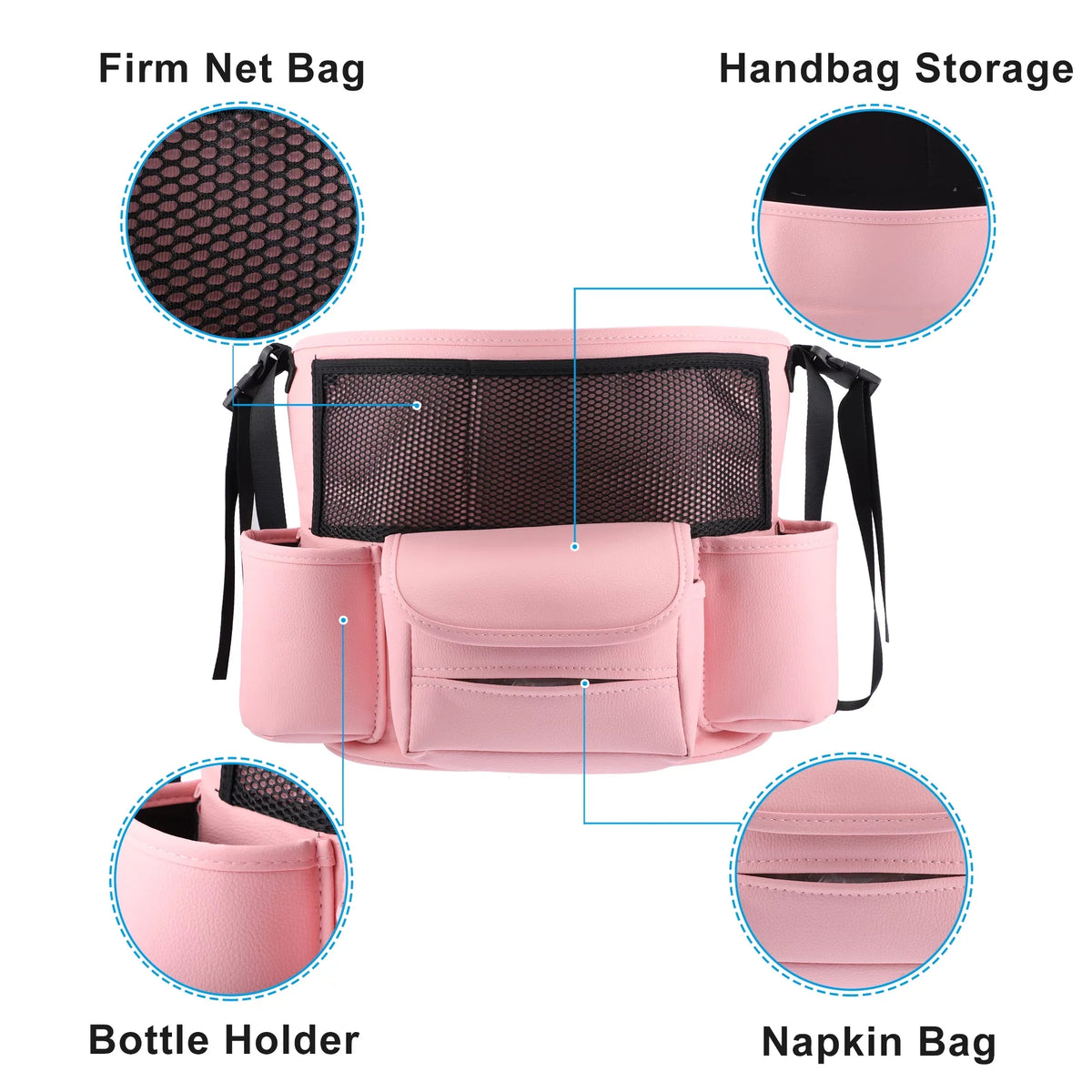 Large Multi Organizer for Bargains Purse Car Car Backseat 37x25cm Seat Capacity Storage Unique Pockets Pink