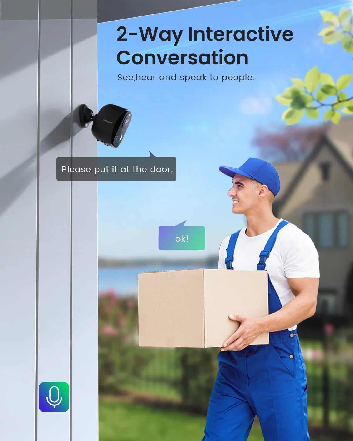 Color Wireless Outdoor & Outdoor PTZ Solar 360° Spotlight WiFi, Camera, Security Night White Vision, Security Camera Siren, View, 2K/3MP