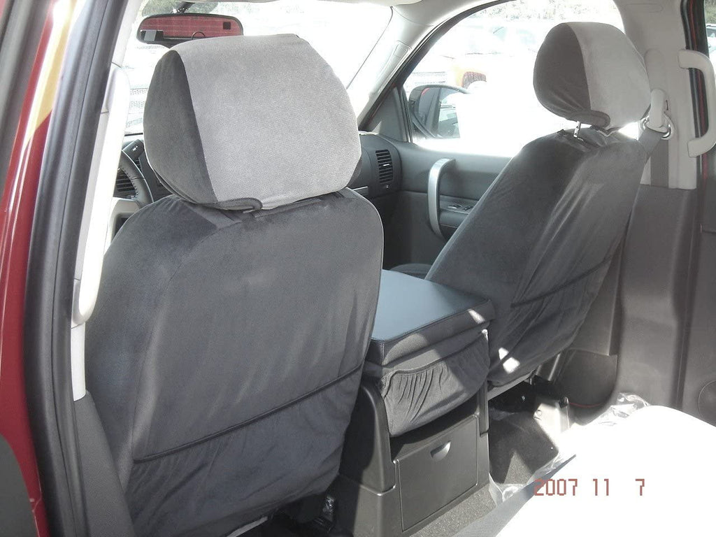 40/20/40 Gray Velour Silverado, 2007-2013 Opening 2 Chevy Opening and Suburban Console Black With C1127 Lids Split LT With and In Seat Front Tahoe