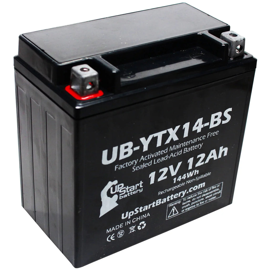 12V, 1998 Factory 12AH, Yamaha - Battery YZF1000R UB-YTX14-BS Replacement Motorcycle Activated, for 1000 Maintenance UpStart Battery Free, 5-Pack CC