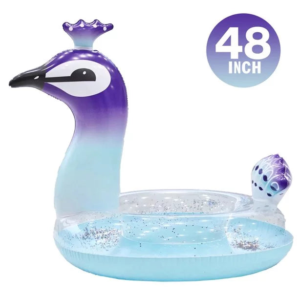 | Fast Pool Pool Kids Inch Designed Summer Valves Beach Party Inflatable Glitter for 48 Lounge Raft Toys Float Swimming with Calla Decorations Peacock