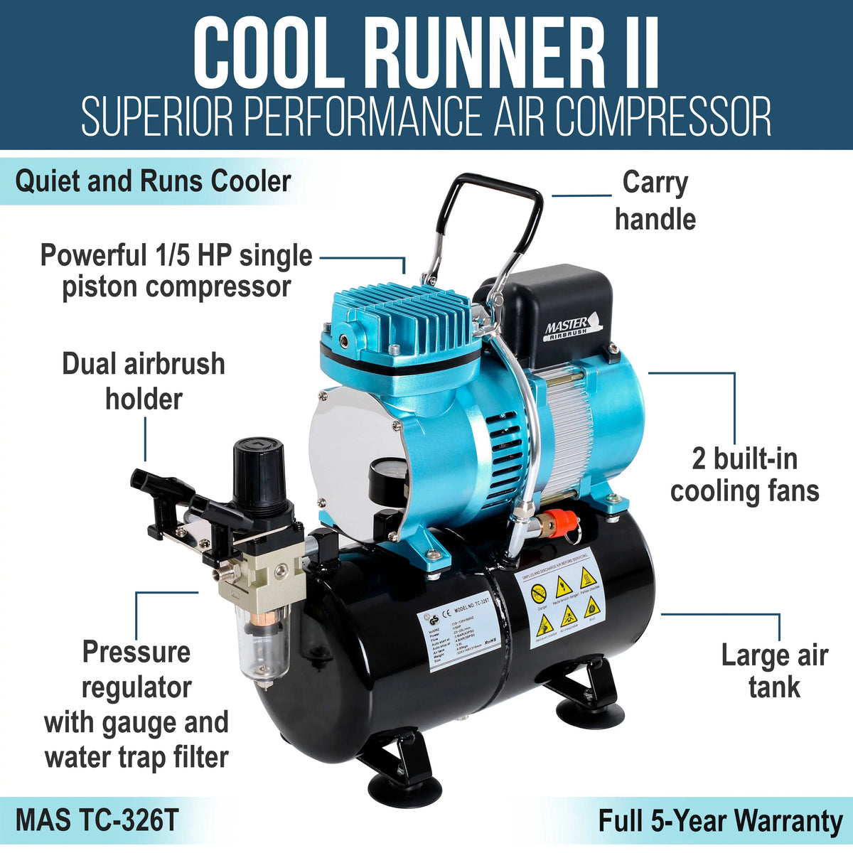 Dual Artist Color Kit Compressor Air with Feed Gravity Airbrush Storage Paint Tank Fan Acrylic Master Airbrush, 6 Set