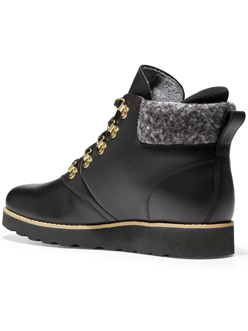 Boots Breathable Wedge 1/2" HAAN B 7 Resistant Womens Nantucket Black Waterproof Traction Toe Cushioned Platform Lace-Up Hiking Slip COLE Round