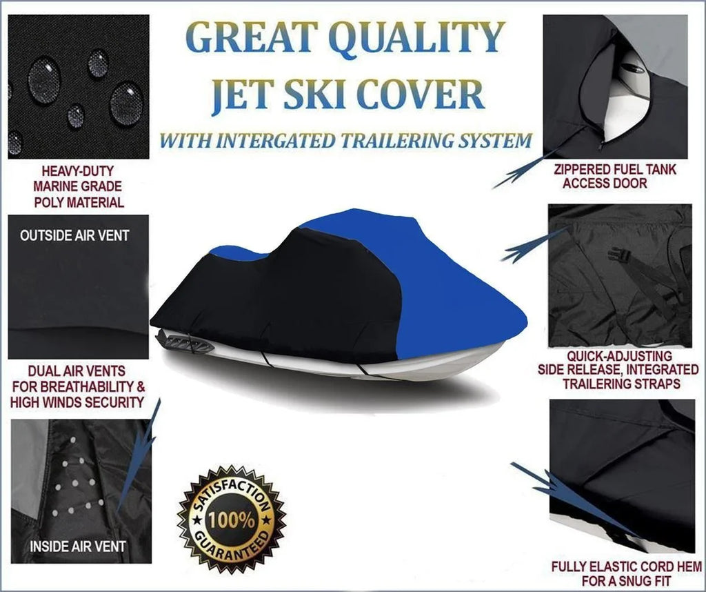 Gti 2000 1996 GTX 2000 Sea-Doo Ski Doo BLACK Cover Cover HEAVY-DUTY / 1997 Jet 1998 1997 Compatible / BLUE for 1999 Watercraft 2002 Sea