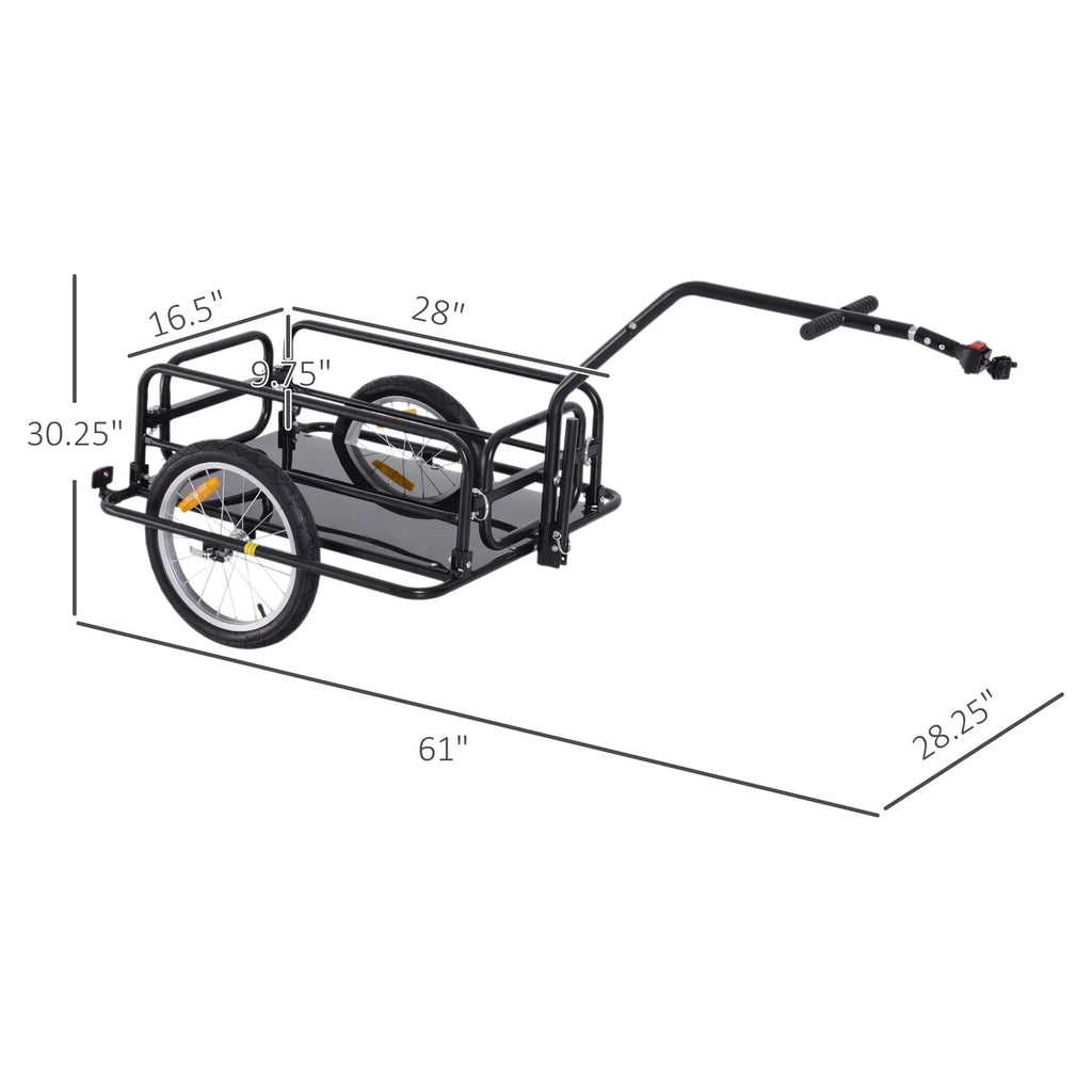 Hitch- 88 with Post Seat Bike to Trailer up Aosom Lbs. Cart Black Cargo Folding