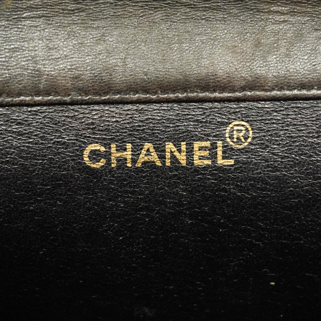Black W Matelasse Chanel Chain Face Shoulder Pre-Owned Lambskin (Good) Women's Bag Double