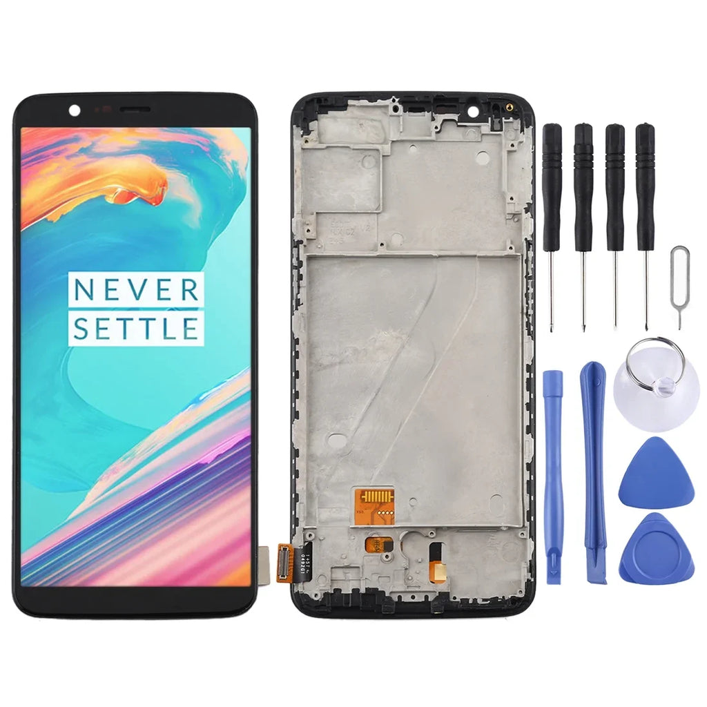 Screen Digitizer LCD with For TFT A5010 Frame Parts Repair Cellphone (Black) Material 5T OnePlus and Assembly Full