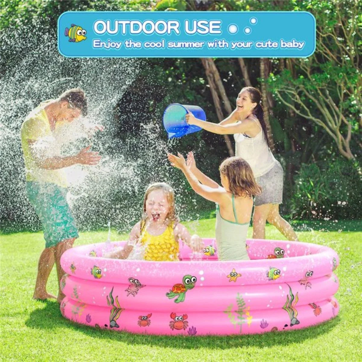 Padding Babies Rings Inflatable Family Kids,Toddler for Pool (Pink) Up for Baby 51"x13" Blow Outside 3 Pool Round Pool,Swimming PVC