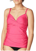 Top Swim Ruched HIBISCUS Calvin Tummy-Control Klein Tankini
