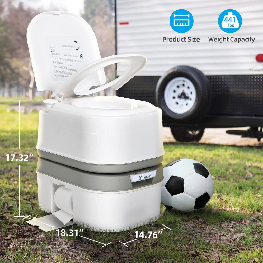 DWVO with Camping Spout Rotating RV 6.34 Portable Toilet Outdoor Level Potty RV Gallon Toilet, Porta Indicator, ,