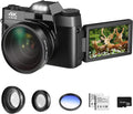 and GB Camera,Digital Photography,4K Camera Flip Vlogging 180° Batteries(Black) with 48MP Lens,Macro Digital for Kids Card,2 Lens,32 for Adults Camera Micro Screen,Wide-Angle