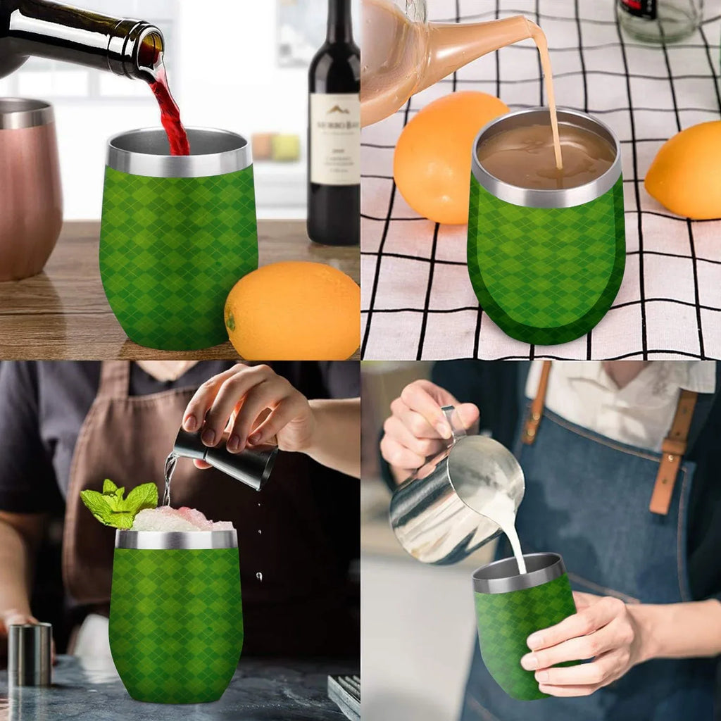 Eggshell Insulation Green Shape Hidove Big Cup Argyle Background Double 12oz U Insulated Textured Belly Steel Cups, Cups 304 Tumbler Vacuum Wine with Lid, Cup Layer Cup Stainless
