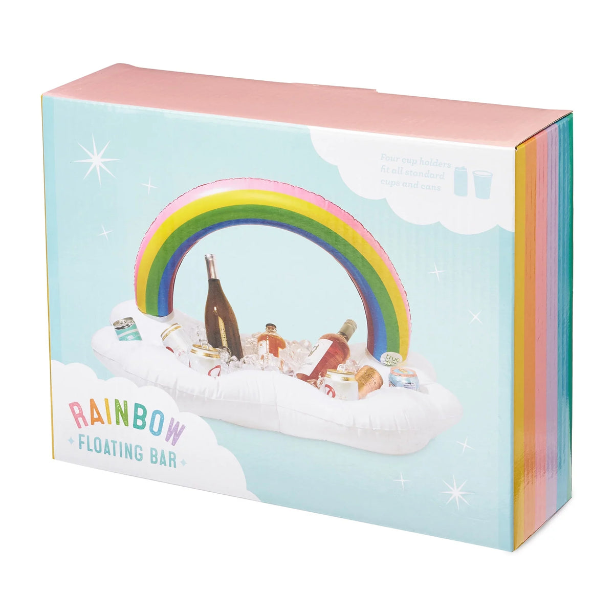 Cooler, of and TrueZoo Drink Party Box Floatie, Cloud Cup Inflatable Floating Bar Ice Colorful Rainbow Holders 1 Pool Set