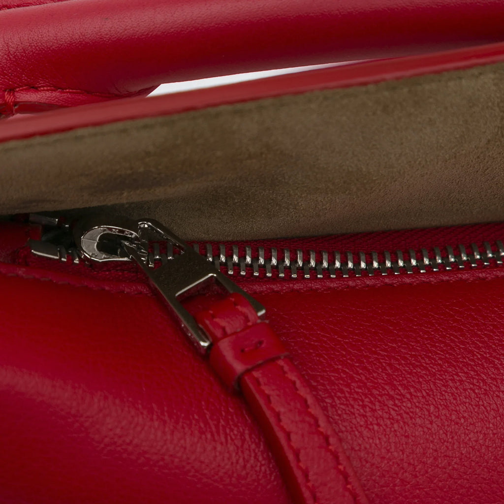 Authenticated (Good) Unisex Red LOEWE Mushroom Small Puzzle Pre-Owned Satchel Edge Leather Calf