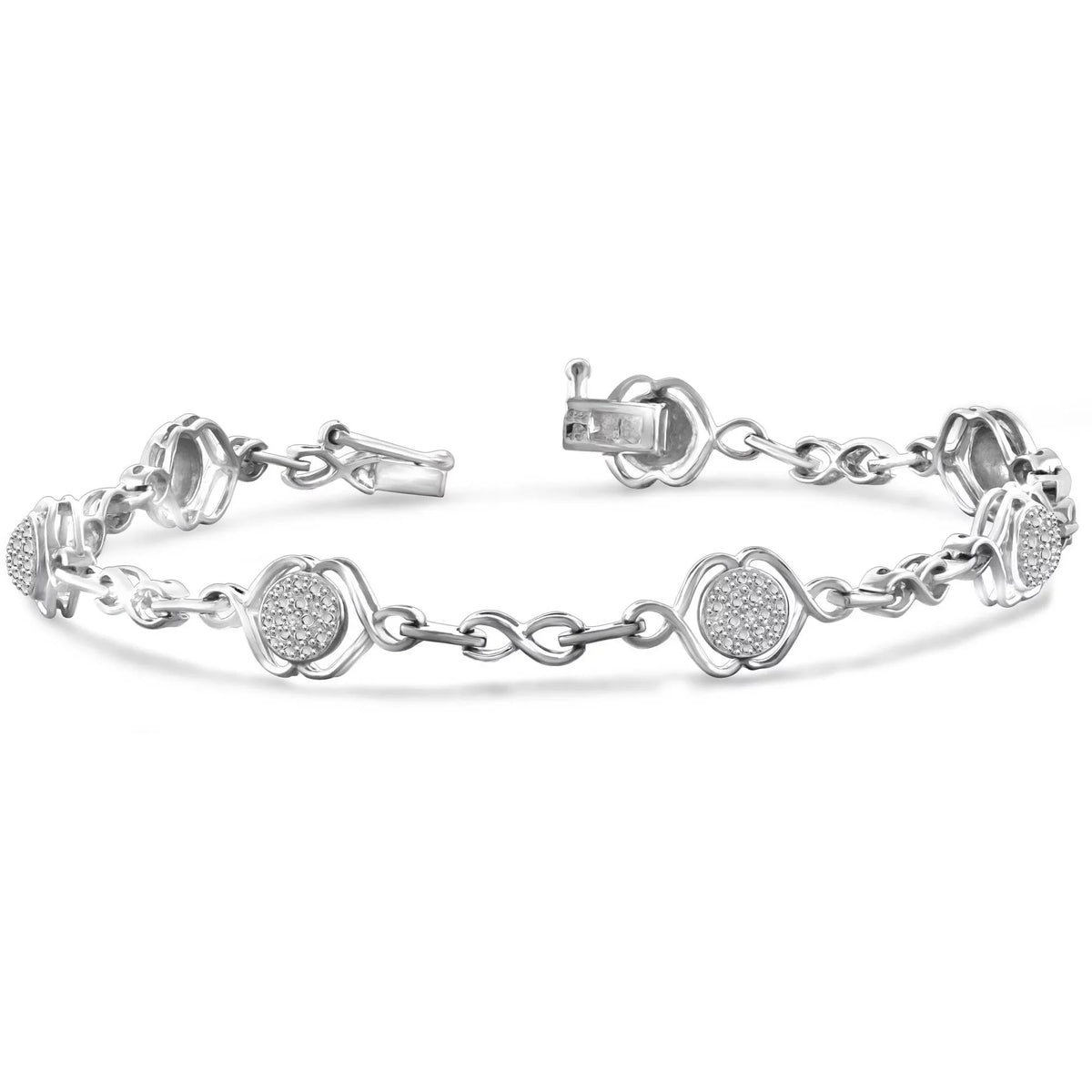 White Sterling Diamond Bracelet Accent Round-cut Silver