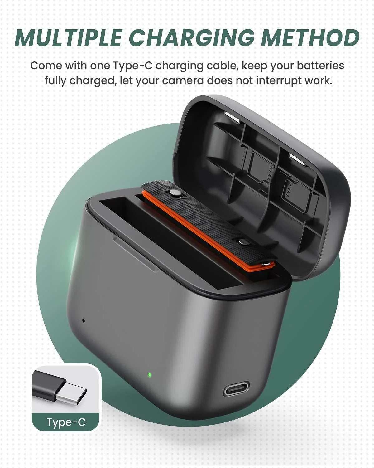 for Slots Camera Station Insta360 Charging Battery Misro & x3 Battery SD 1800mAh 2 Card Station Charger High Channel Capacity, One with