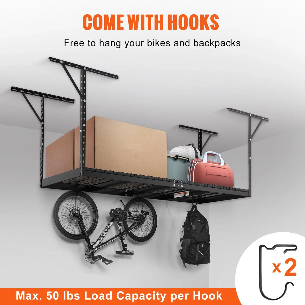 Rack Adjustable Garage 36x96in Overhead 600lbs Black Rack Storage BENTISM Ceiling
