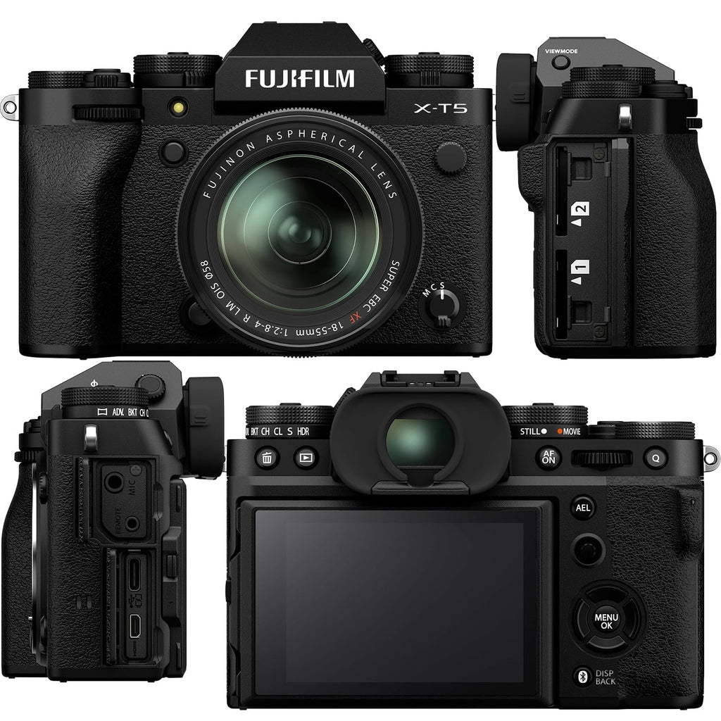 Bundle) More (Black) Batteries Card, X-T5 Memory FUJIFILM Bundle Extreme Advanced - (35pc Ultimaxx Lens Much & 18-55mm Replacement Includes: 128GB 2x with