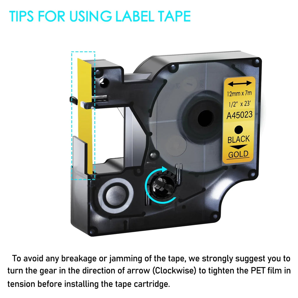 20PK Label LabelPoint Maker Label D1 Compatible 12mm on Black LabelWriter 45023 for Gold for 7m LabelManager GREENCYCLE Tape DYMO