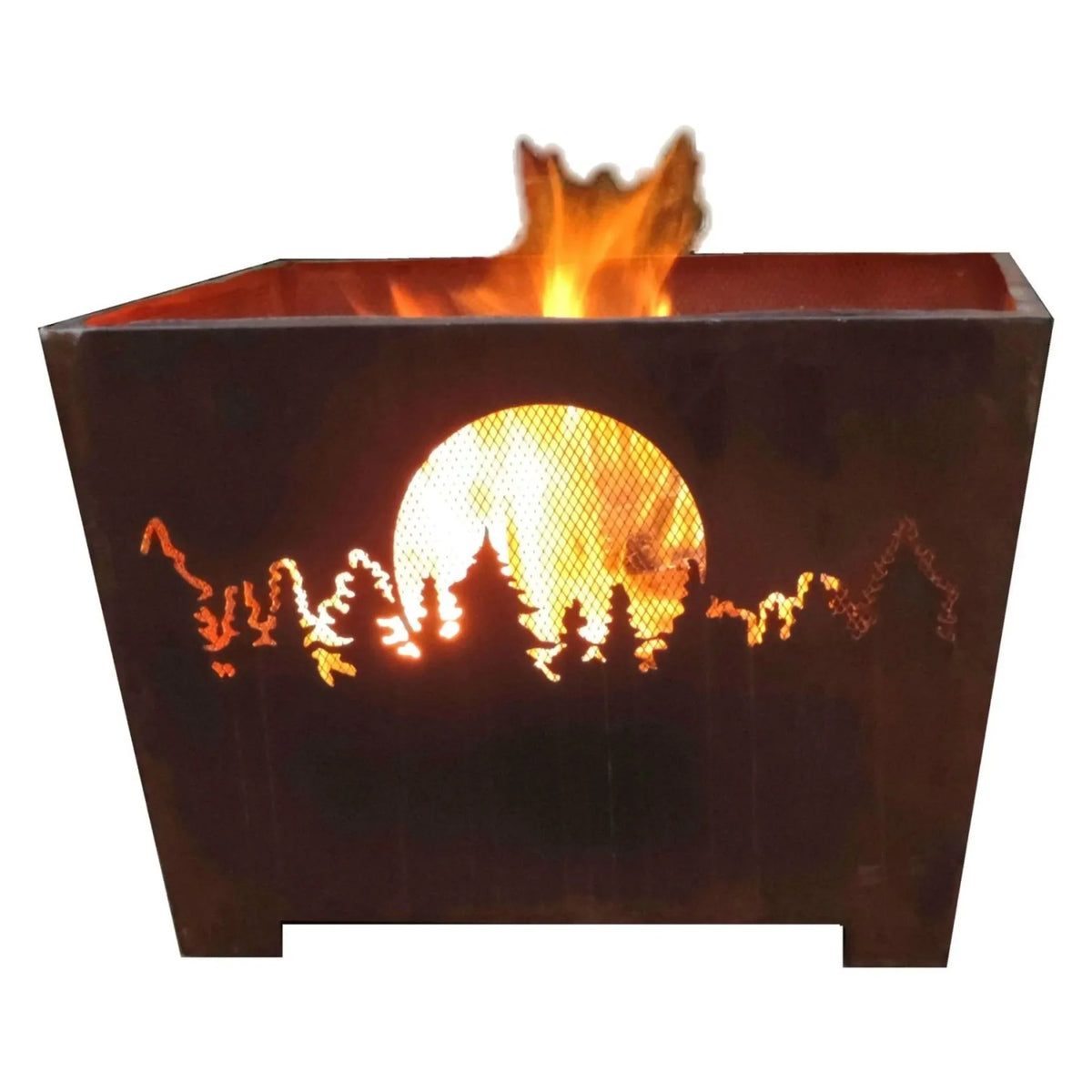 Moon Forest Fire Brown Rustic Design Square and Finish Outdoor 24" Basket Esschert