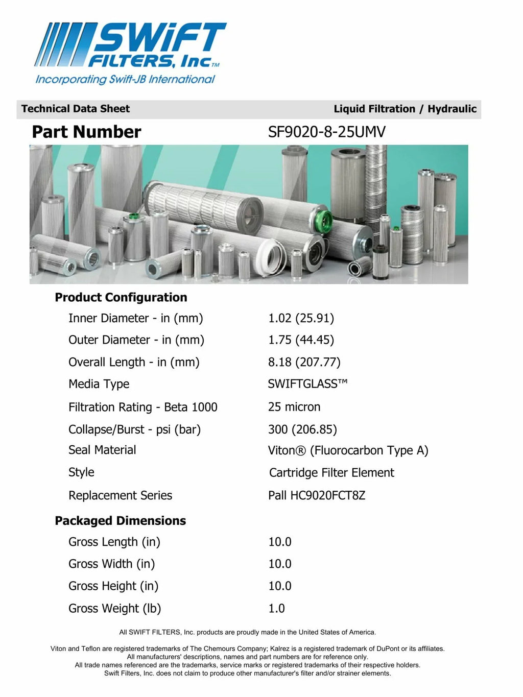 7861 Element Direct Filter Microglass NAPA Construction Cartridge 25 Interchange for Micron