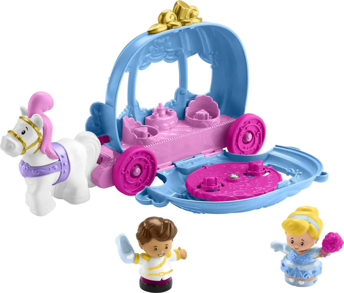 Princess Figures Disney with Cinderella’s Carriage Playset Dancing & Little People Horse Toddler