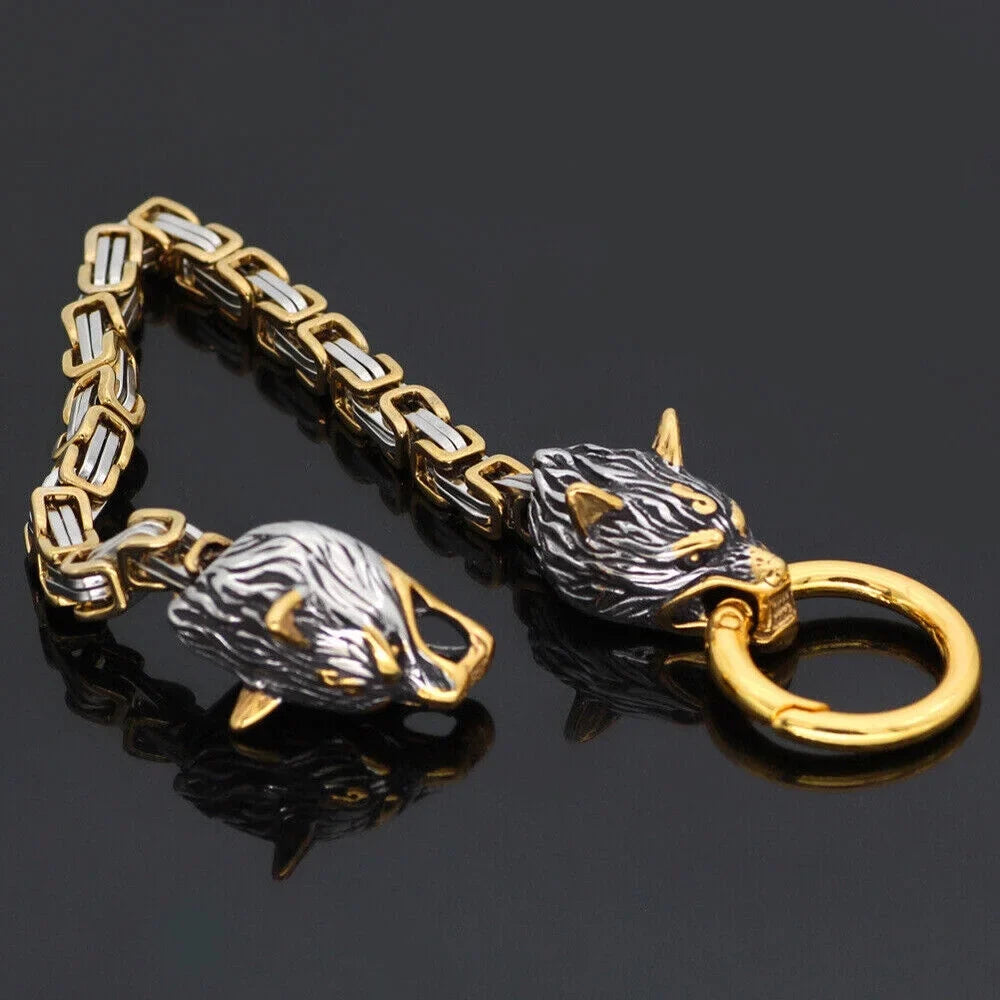 Handmade Men's Celtic Retro Bracelet Wolf Fashion Steel Stainless Jewelry Nordic