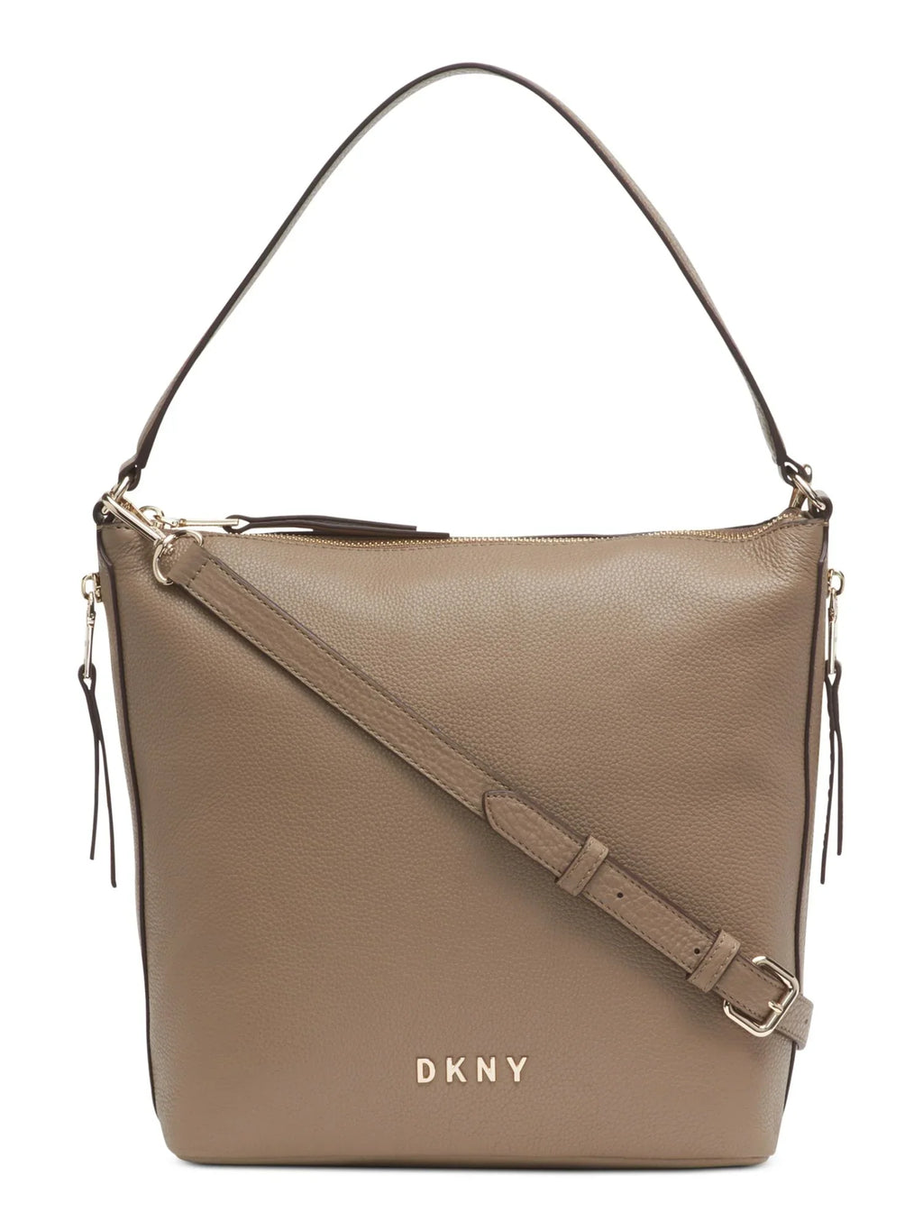 Purse DKNY Leather Hobo Adjustable Handbag Women's Strap Brown