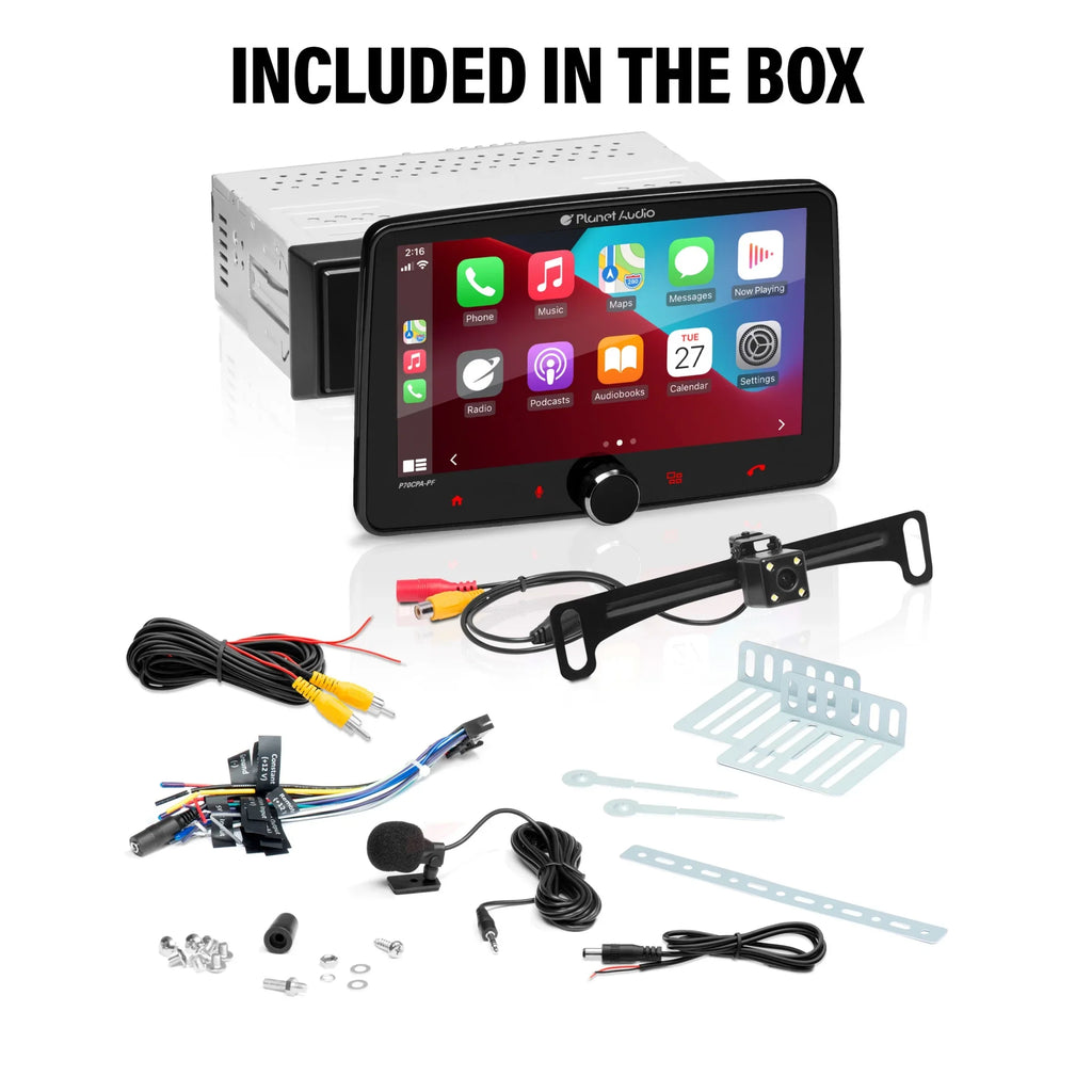 Stereo Android No Auto, CarPlay, Apple Radio Receiver, Din, AM/FM Audio Inch - Player, Car P70CPA-PCF Planet Single Camera Bluetooth, CD Backup 7 Touchscreen, DVD