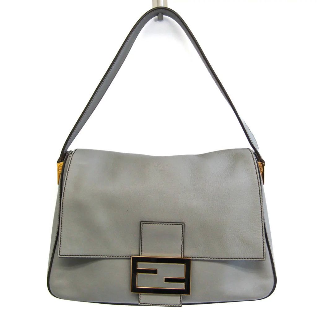 Leather Big Pre-Owned Mamma Shoulder (Good) Fendi Bucket 8BR638 Gray Women's Bag