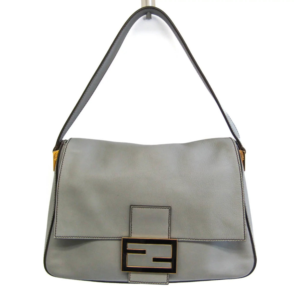 Leather Big Pre-Owned Mamma Shoulder (Good) Fendi Bucket 8BR638 Gray Women's Bag