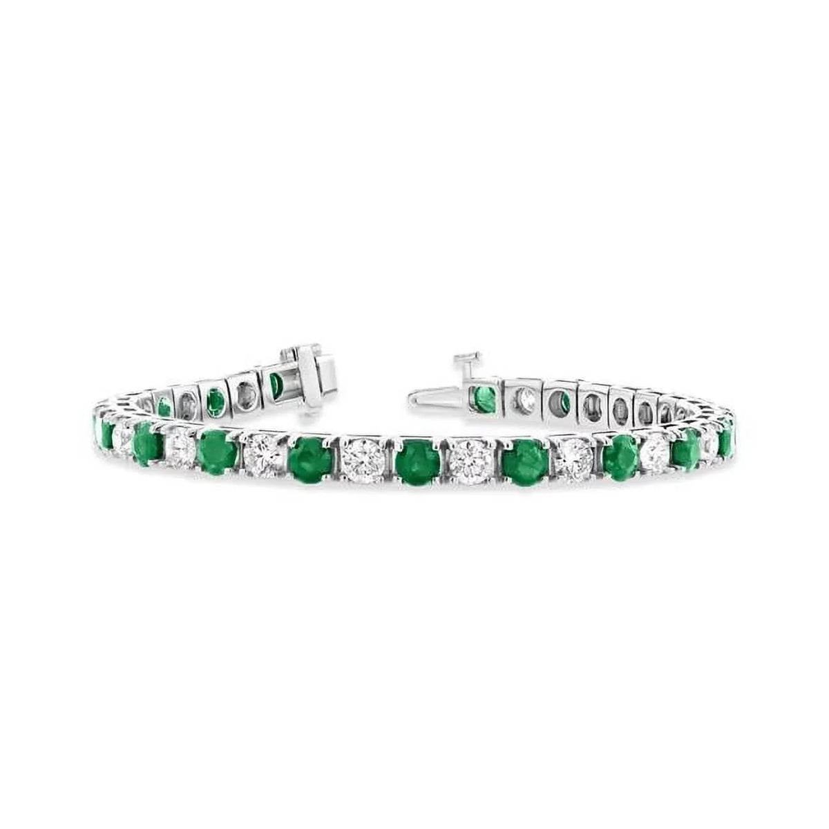 Diamond 14K CTW & Diamond Emerald Gold BB45ED-WG Louis Creations Bracelet, 6.25 White