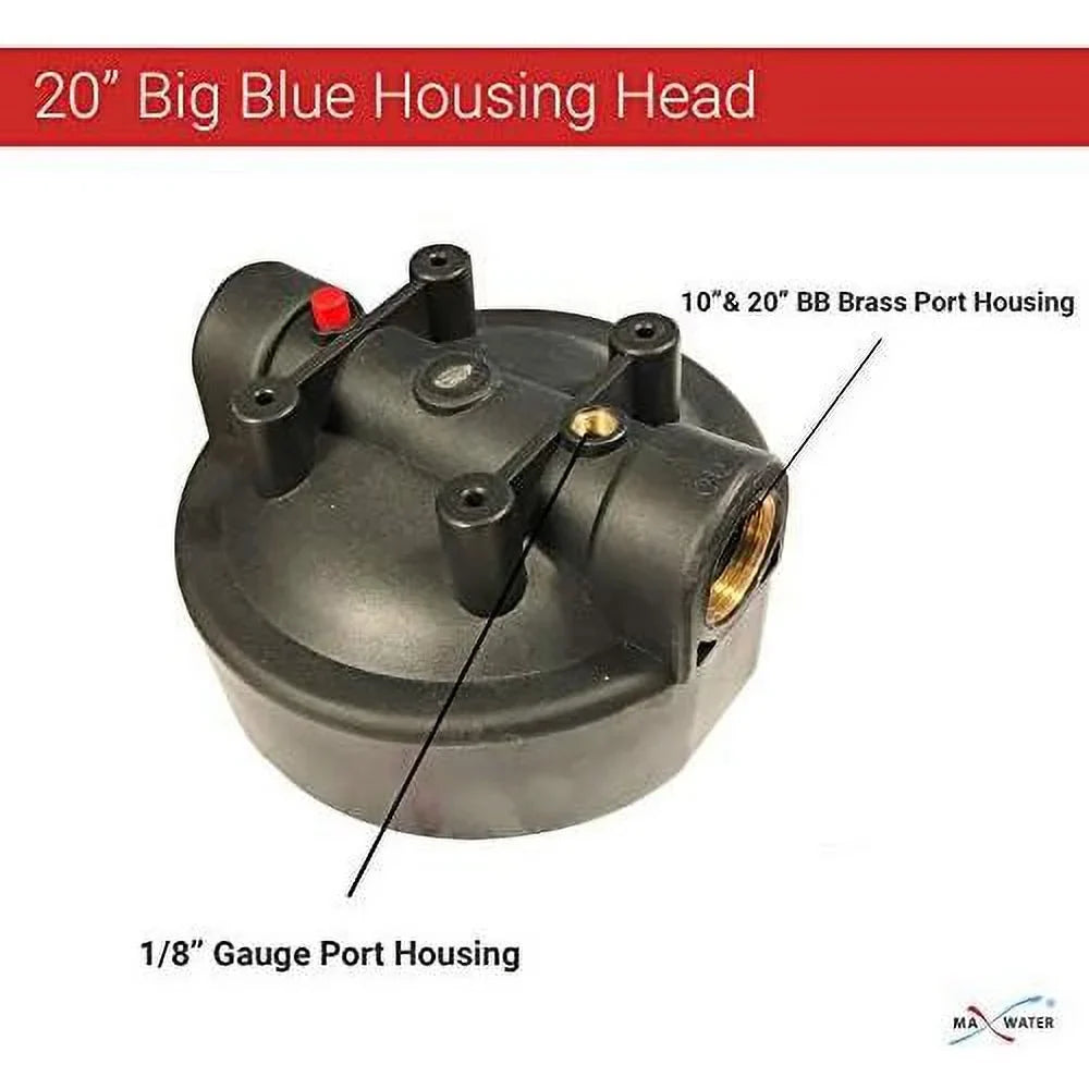 NPT 1" Filter House Brass Whole Housing Gauges, 2 Brackets Clear Pressure Release, 2 W/Pressure System Pack 2 BB Wrench 10" Ports