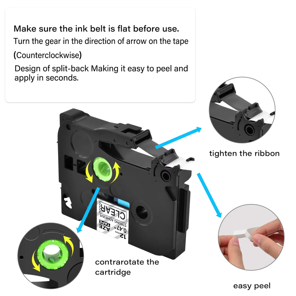 TZe Strength Label TZe-131 TZe-S131 Clear TZ-131 P-touch Tape on TZ Extra Brother 12mm GREENCYCLE for Compatible Black 20PK TZ-S131 Laminated