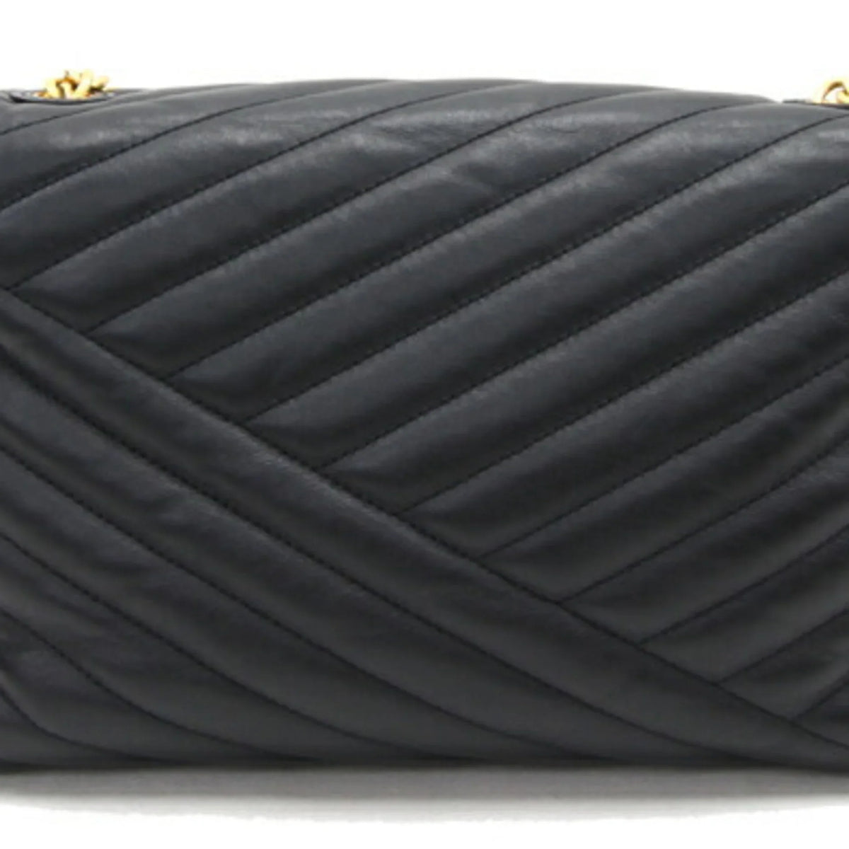 Chevron Chain Burch Black (Good) Bag Pre-Owned Leather TORY 58465 BURCH Quilted Women's Tory Shoulder Kira