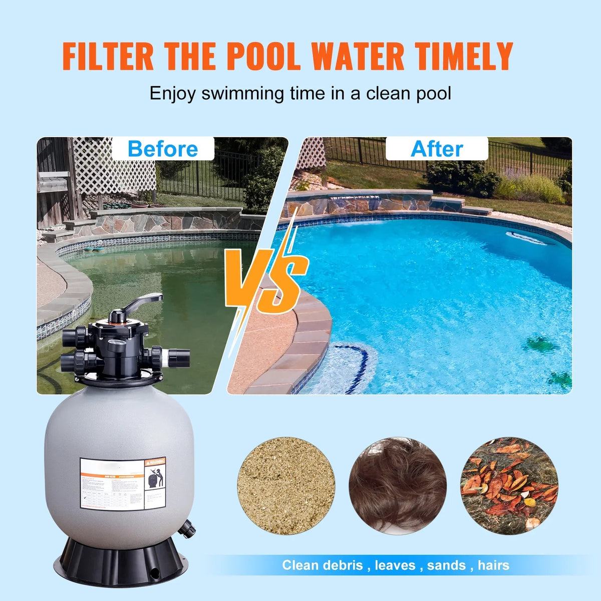 Sand with BENTISM Swimming Above 19" Filter Valve 7-Way Filter Pool Sand Inground
