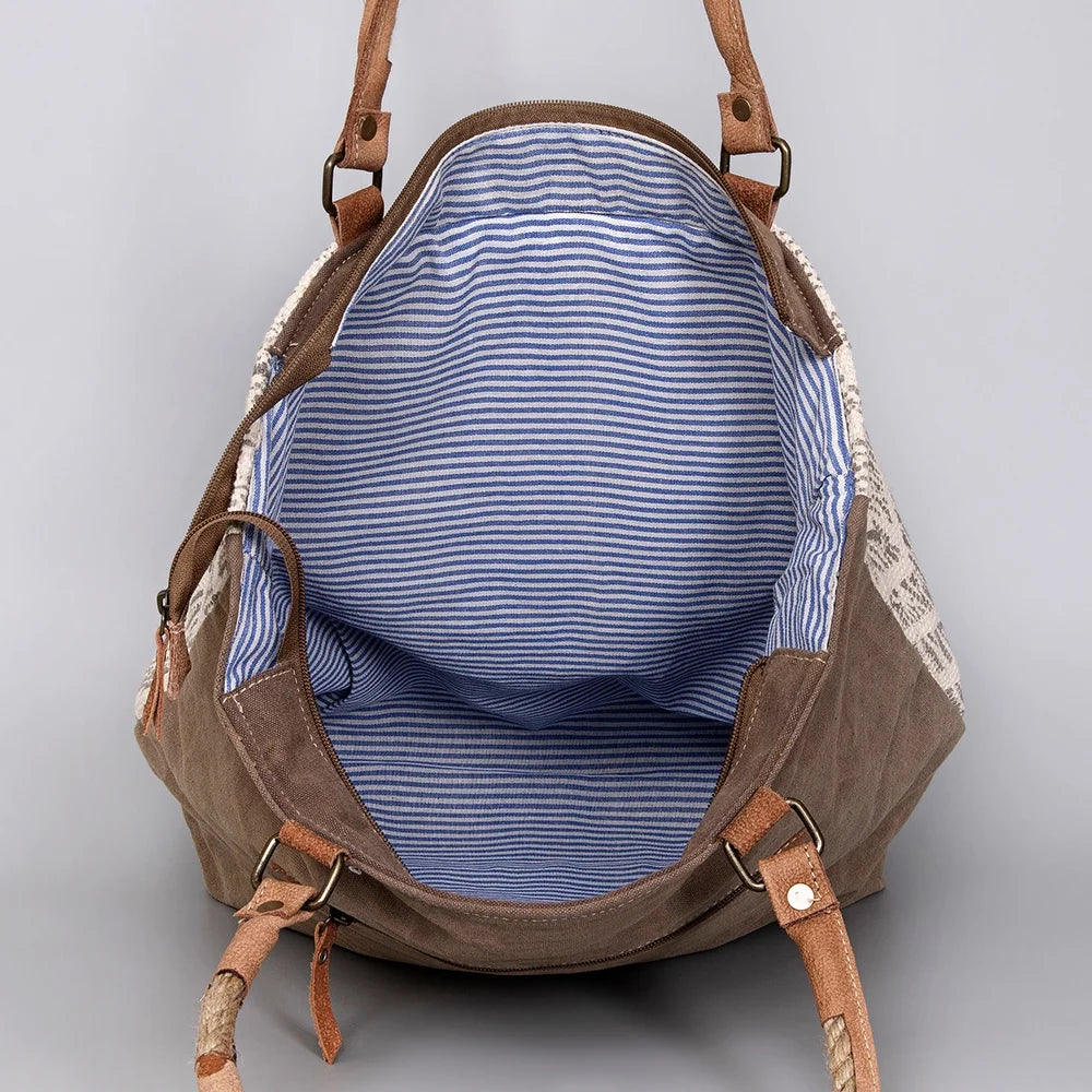 KB487 OHLAY western Upcycled TOTE Leather bag handbag Upcycled Canvas purse women KB Wool Hair-on Genuine