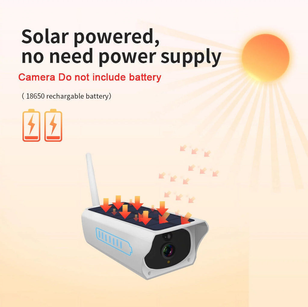 Powered Security Home Security Security Momery Camera, IP Camera Night Outdoor 18650 Solar and Card Vision with WiFi IP 1080P 32GB Pcs HD Batteries Camera, 3 Wireless
