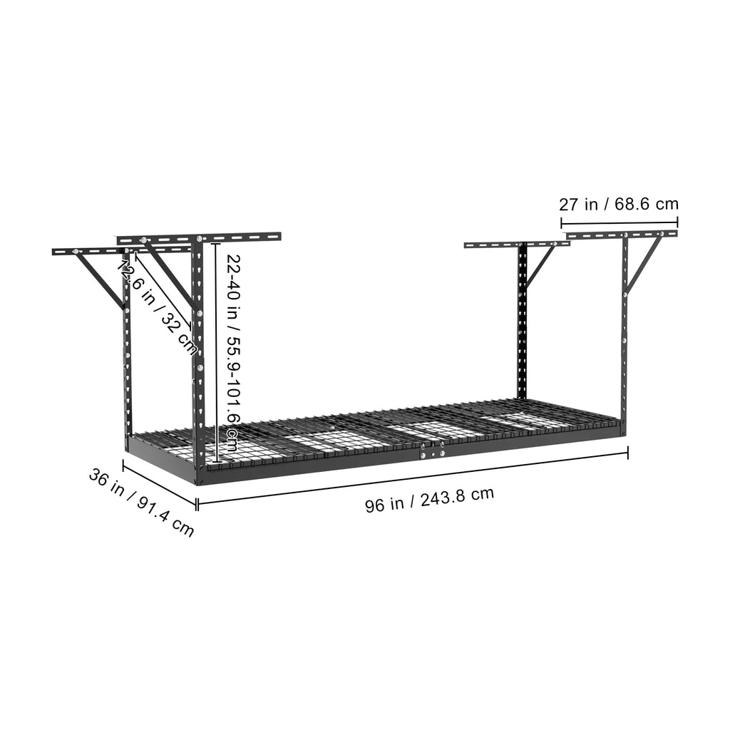Rack Adjustable Garage 36x96in Overhead 600lbs Black Rack Storage BENTISM Ceiling