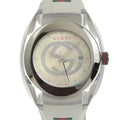 Authenticated Rubber Quartz Display Men's Silver 137.1 Watch Sink x Used Gucci Dial Analog Steel Stainless